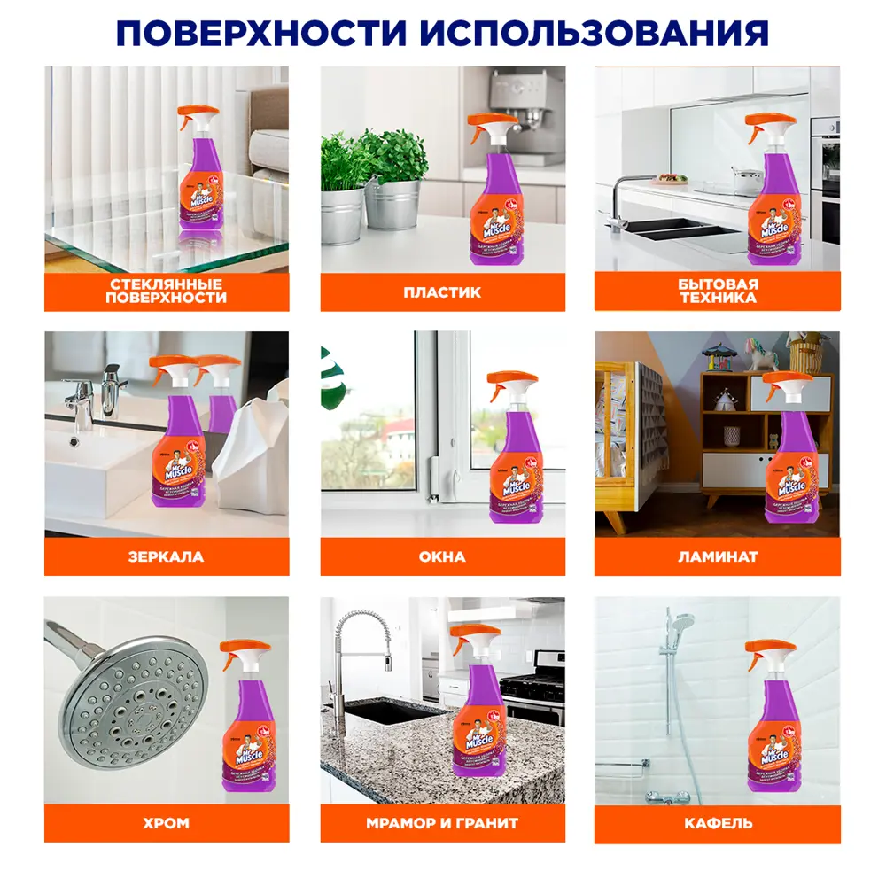MR.MUSCLE - Очиститель стекол с лавандой 530 мл для безупречной чистоты 89360518 STLM-1074107 - Вид №5
