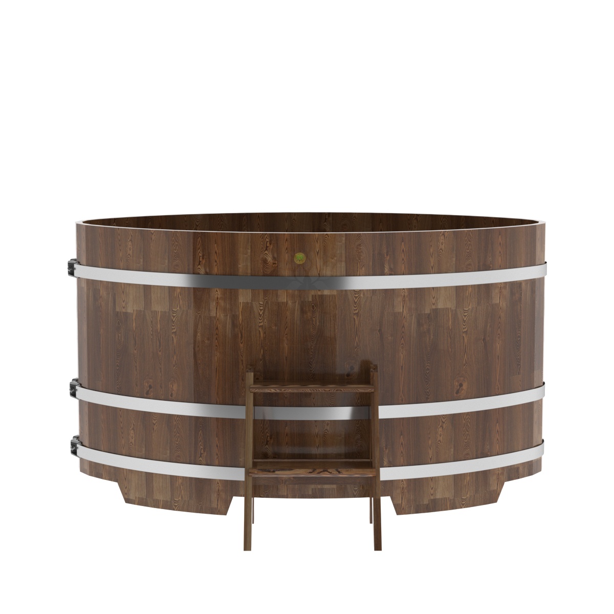 1538 Купель овальная из сращенных ламелей лиственницы 1,08х1,75х1,0 морёная Alyarus  - Вид №3