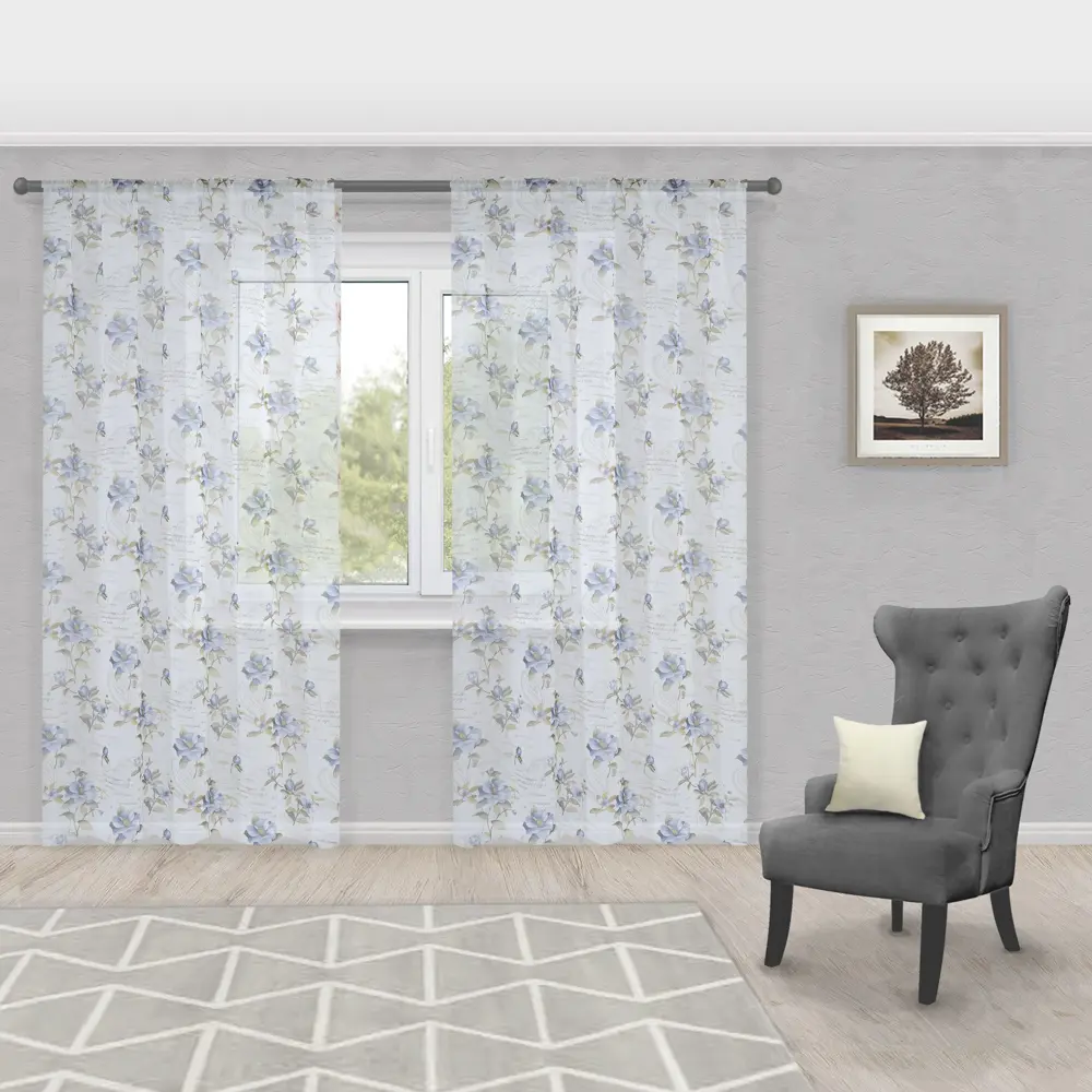 Тюль на ленте «Романтика» 140х260 см цвет синий Santreyd STLM-2194701 - Вид №2