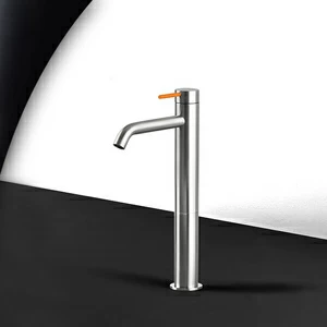 Смеситель для раковины сталь матовая с оранжевой ручкой Toki Radomonte TKI3SCIL14