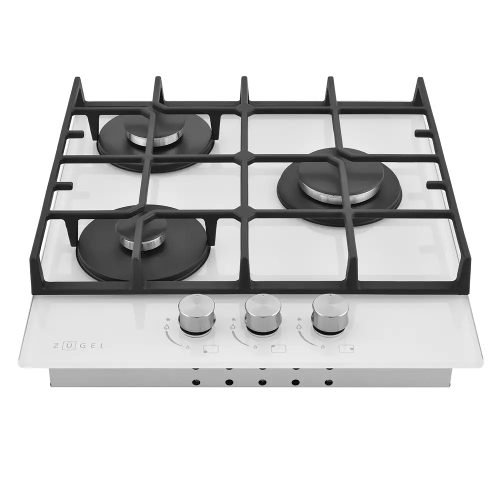 Газовая варочная панель Zugel ZGH453W 45 см 3 конфорки цвет белый STLM-2000376 - Вид №2