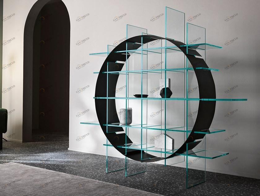 Tonelli Design Самонесущий двухсторонний книжный шкаф из листового металла и стекла sun-id-1358492