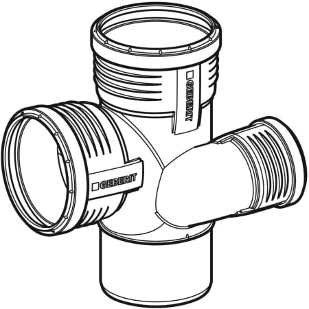 GEBERIT 390.564.14.1 Крестовина Geberit Silent-PP, левая со смещенным впуском и дополнительным отводом 87,5°  - Вид №1