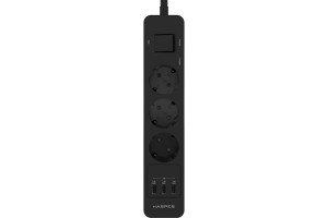 18372991 Удлинитель с USB зарядкой UCH-360 Black H00003011 Harper