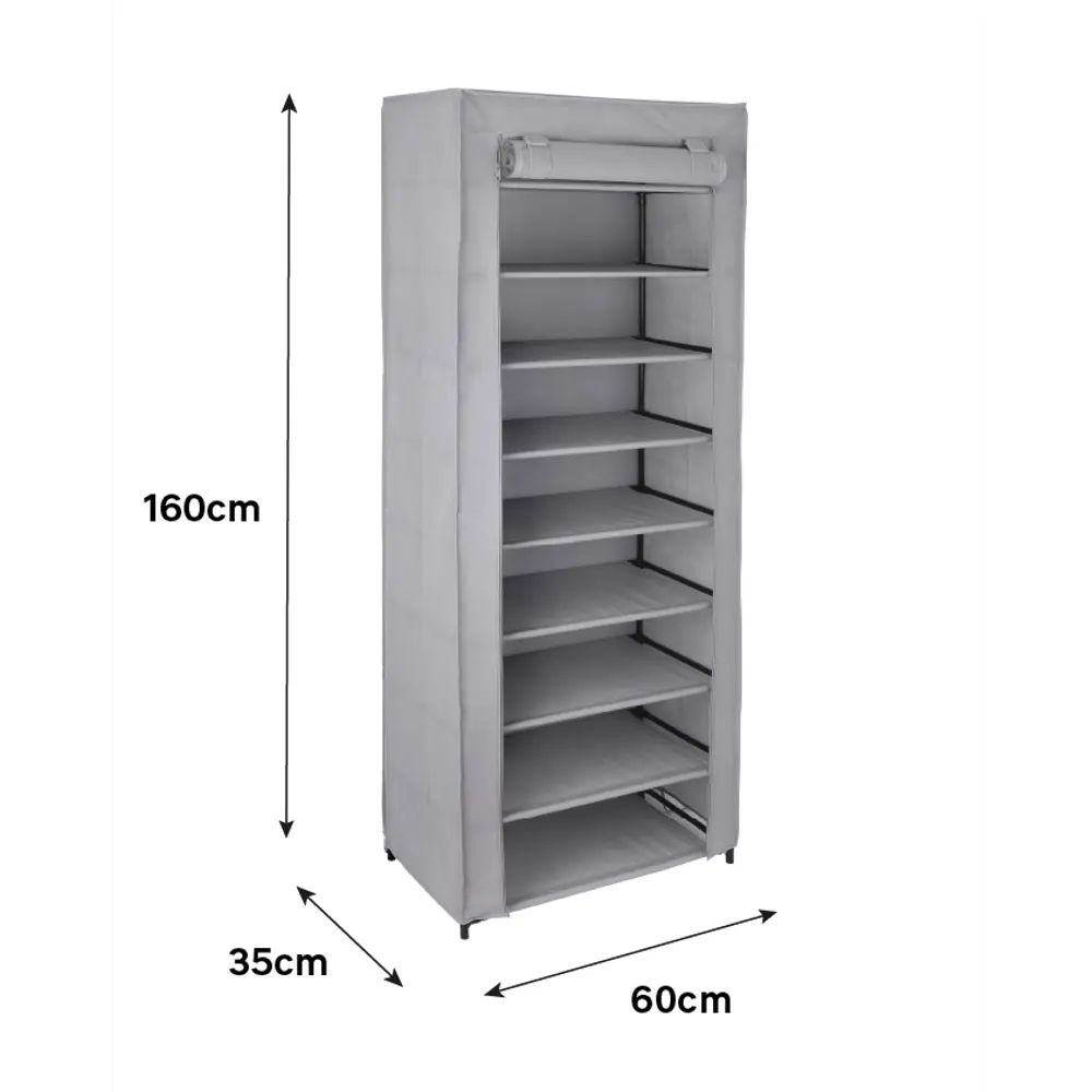 Стеллаж для обуви Spaceo 160x60x35 см 9 полок металл/нетканый материал цвет гранит STLM-2153689 - Вид №2