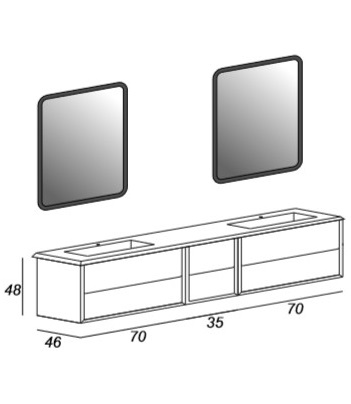 Мебель для ванной CEZARES BELLAGIO 175 Black Stone - Вид №5