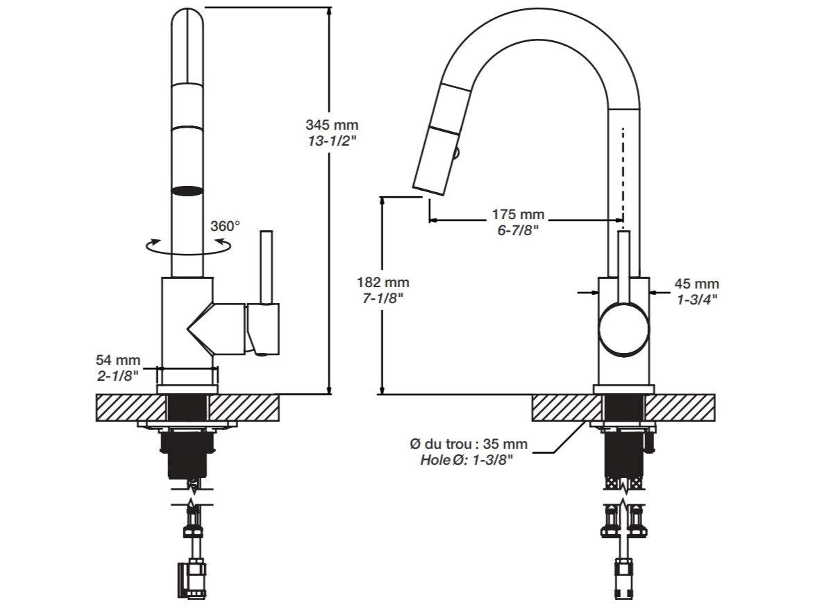 Смеситель для кухни на столешнице со съемным ручным душем BARIL Unick ARCH-00088494 - Вид №9