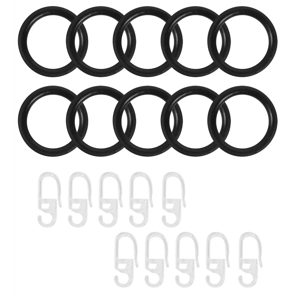 Кольцо с крючком пластик D25 мм цвет черный 10 шт Santreyd Кольцо с крючком для  карниза STLM-2032103 - Вид №1