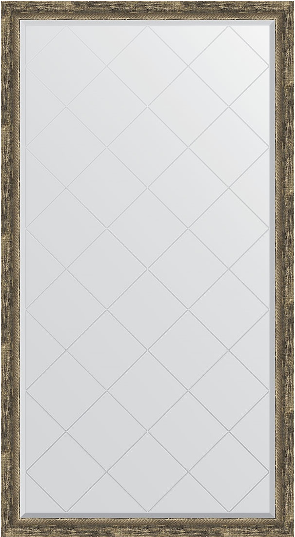 BY 6345 Зеркало напольное с гравировкой в багетной раме - старое дерево с плетением 70 mm EVOFORM Exclusive-G floor