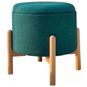 Пуф на деревянных ножках DMR1912 ø 42 см цвет зеленый