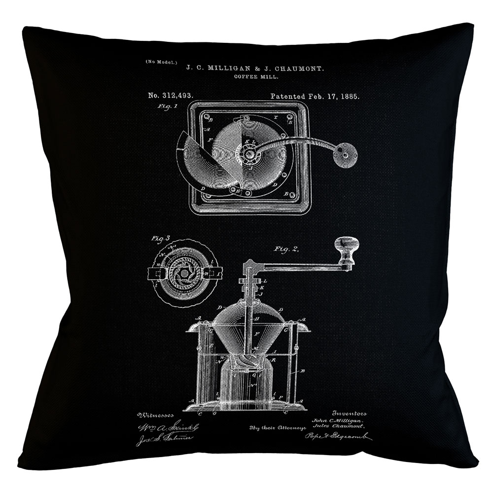96521255 Арт-подушка «Патент на кофемолку» Object Desire 