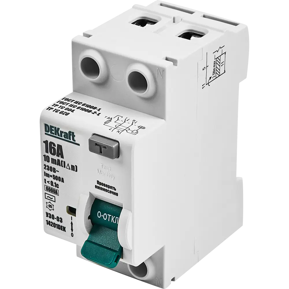 УЗО DEKraft ВДТ-03 — защита от токов утечки и возгораний 88461107 STLM-1104744