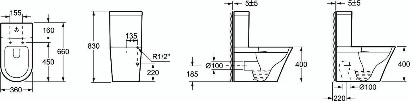 GR-N3011 Компакт унитаз с бачком Белый Grossman MODERN Китай - Вид №1