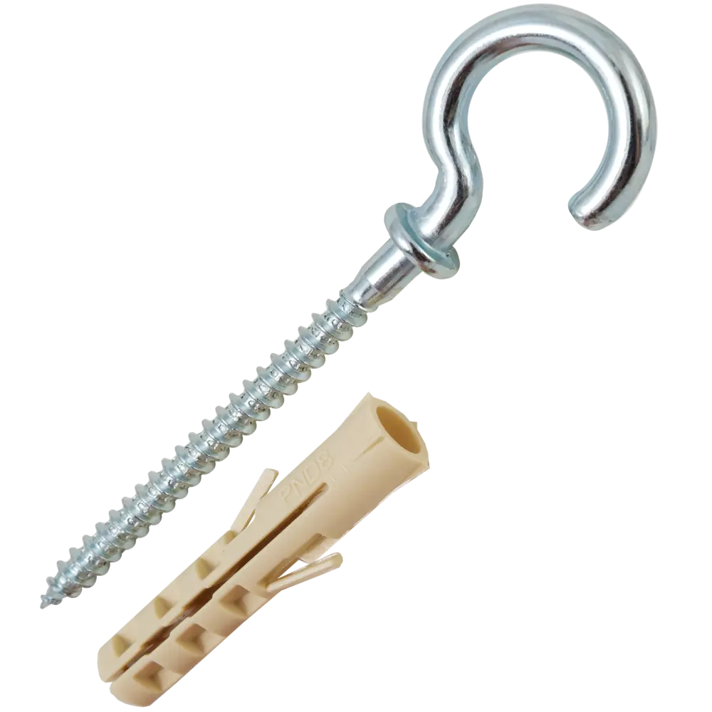 Крюк-полукольцо с манжетой 4.5x85 мм, сталь оцинкованная, 2 шт ЕВРОПАРТНЕР STLM-2030182 - Вид №1