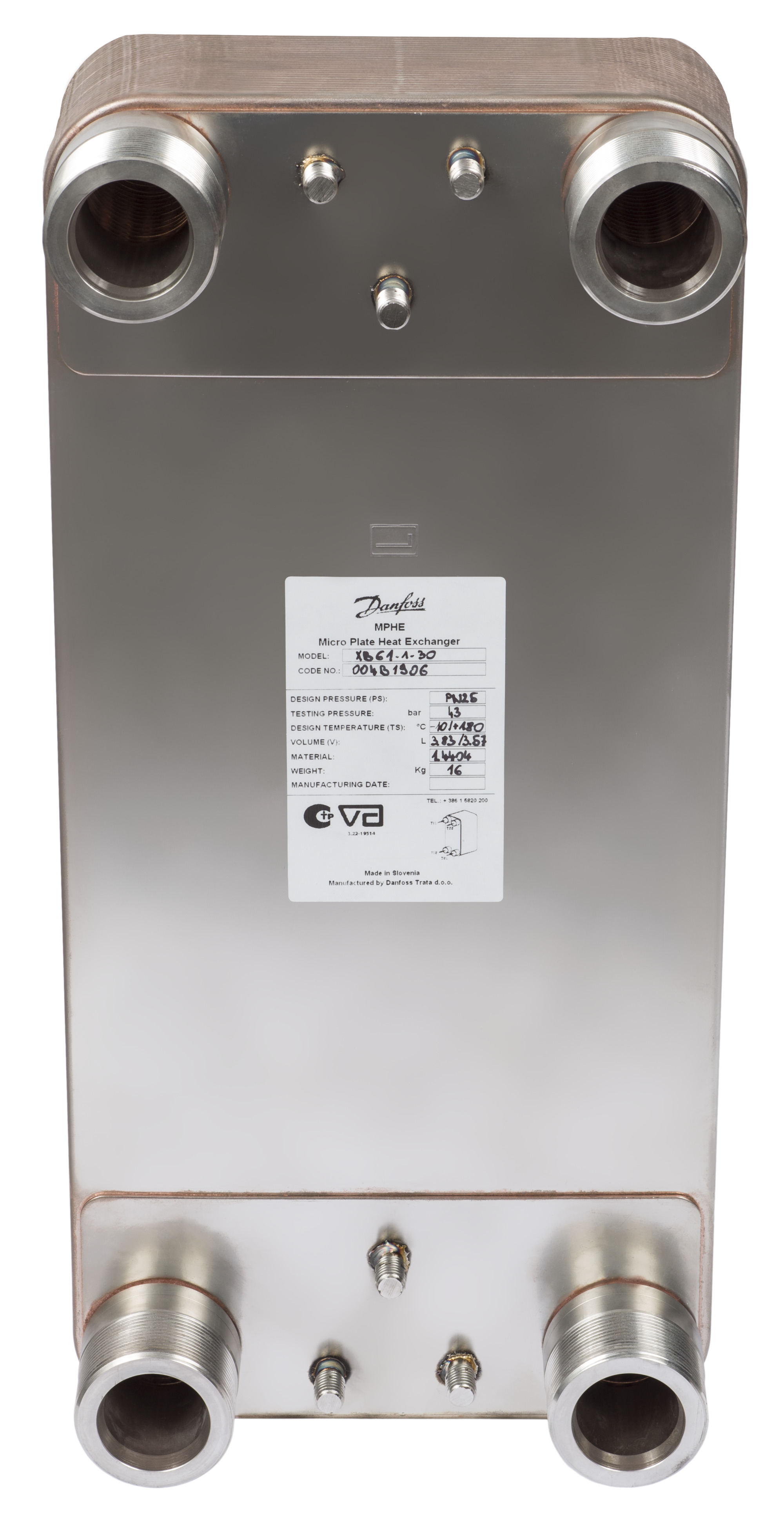 Danfoss Паяный пластинчатый теплообменник серии XB61 XB 61L-1 160 PN25 паяный ТО G2 004B3441  - Вид №44