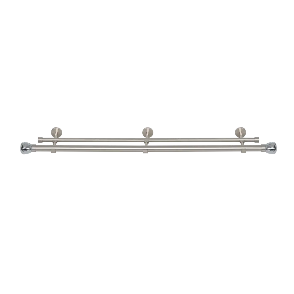 Настенный карниз раздвижной двухрядный KREAFORTA Гломма d25/28 200-360 см металл цвет никель STLM-2115613 - Вид №3