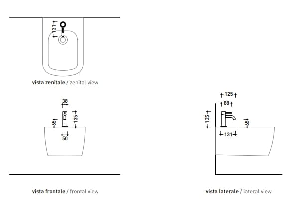 Смеситель для биде из нержавеющей стали Ceramica Flaminia стиль ARCH-00078707 - Вид №2