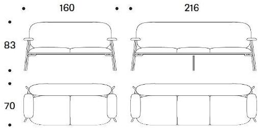 Saba Italia 3-х местный тканевый диван Philo sun-id-1365039 - Вид №8