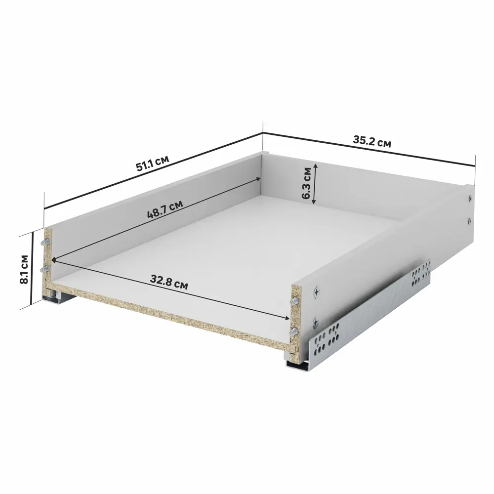 Выдвижной ящик Delinia для кухни 35.2×51.1 см серый ЛДСП 82169299 STLM-0021002 - Вид №1