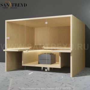 Effegibi AIR SA90120001 Сауна. Установка: к стене. Мощность: 12 кВт макс. Размеры: длина 283 см, ширина 252 см. Отделка: осина натуральная.