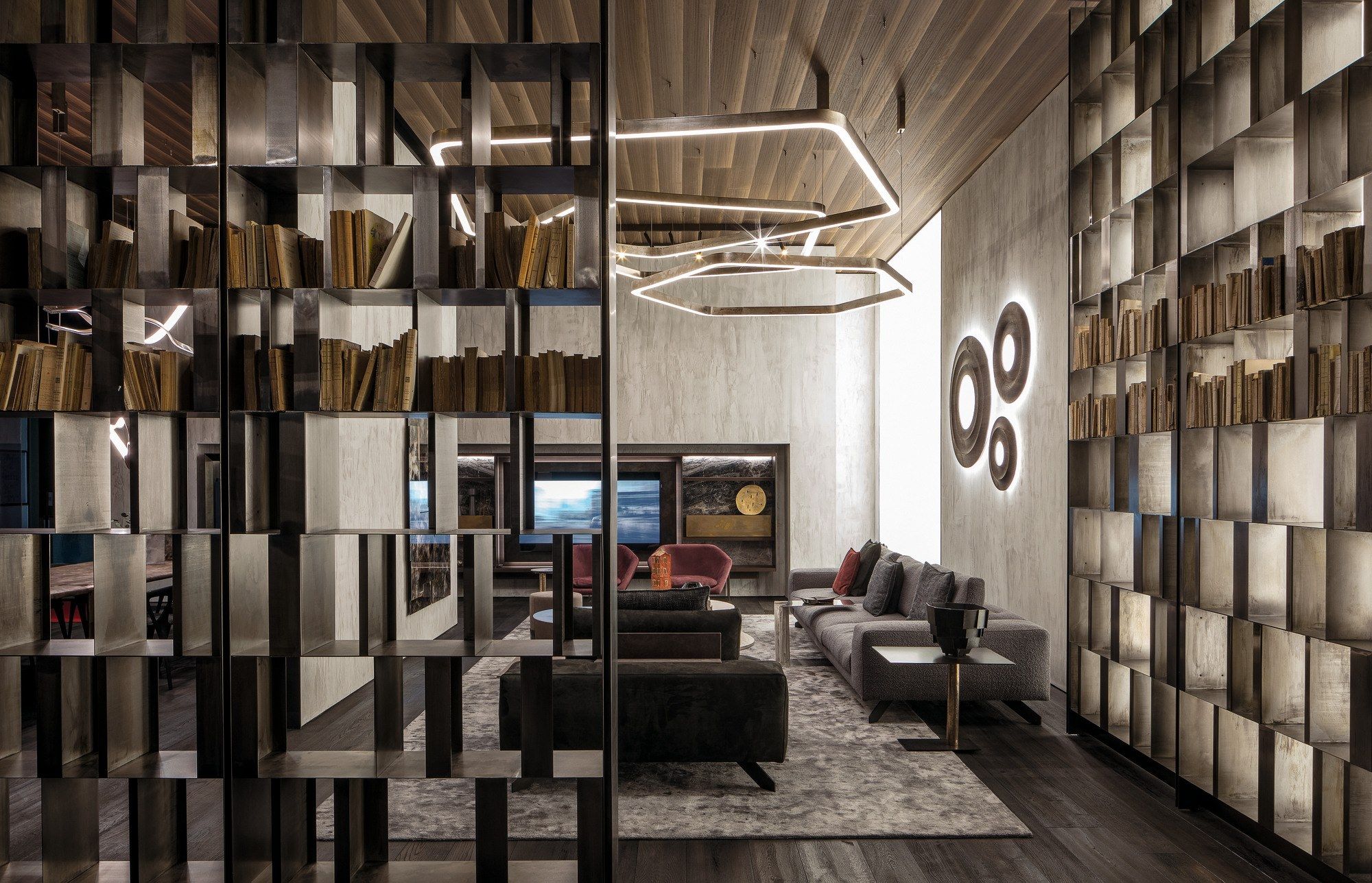 Металлический книжный шкаф с креплением пол-потолок Henge BISTROT ARCH-00079078 - Вид №2