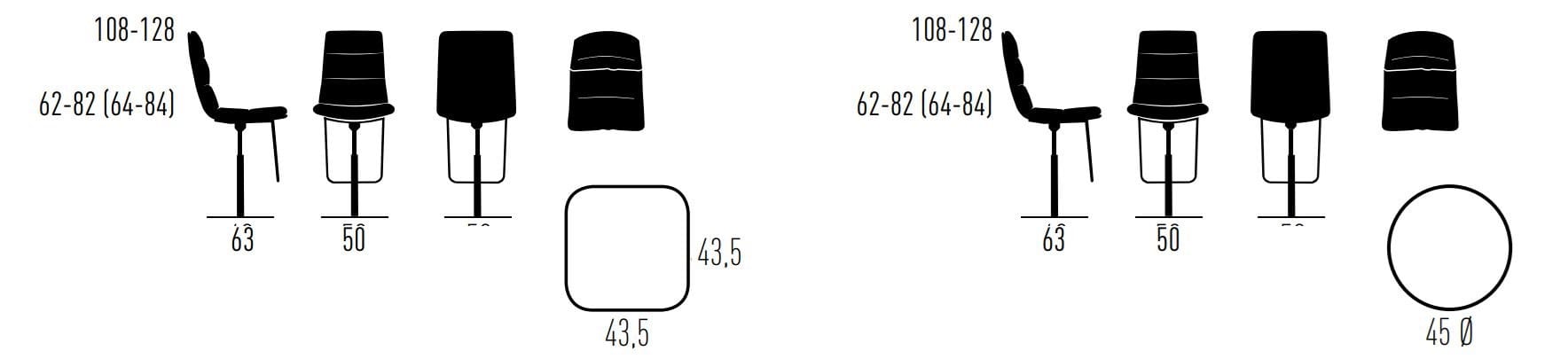 Регулируемая высота барный стул с подставкой для ног KFF Arva Light ARCH-00104822 - Вид №5