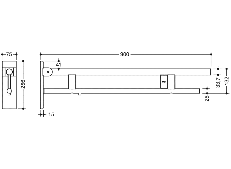900.50.20240 Опорная рейка Duo, исполнение b HEWI Stützen  - Вид №1