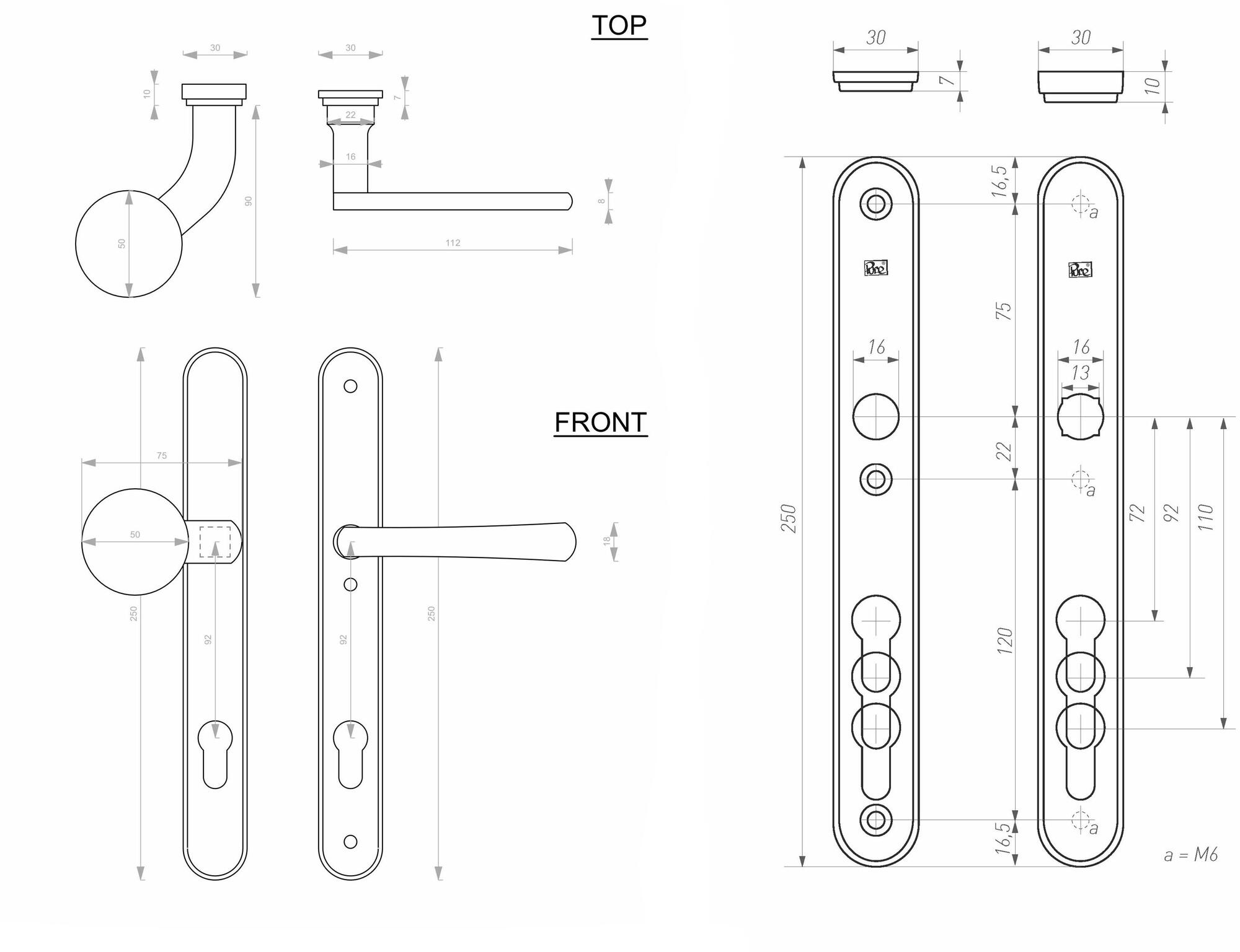 Dauby Бронзовая ручка на пластине с накладкой Pure® 13383 - Вид №1