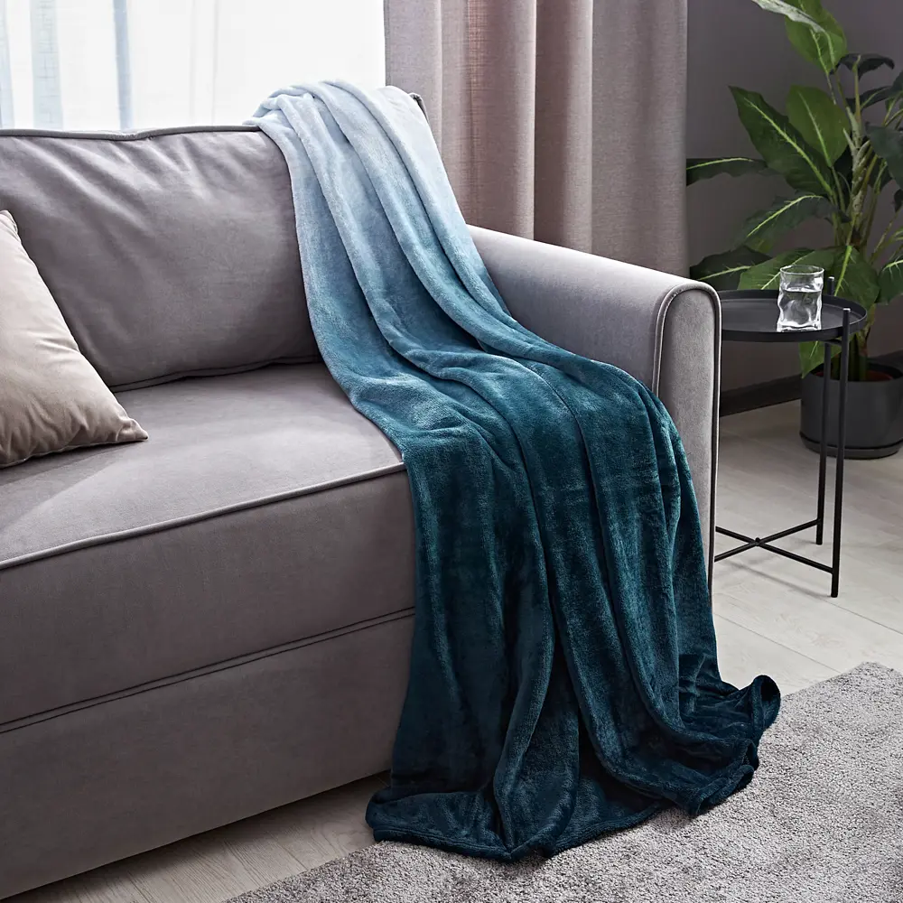 Плед Slowy 200x220 см фланель цвет бирюзовый Ardenza STLM-2145295 - Вид №3