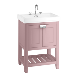 Burlington Riviera Мебель для умывальника Riviera 650 мм с квадратной раковиной Riviera 650 мм в розовом с 2 отверстиями под смеситель RIVF650P - RIV1 2TH
