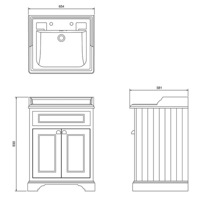 Деревянный напольный умывальник с дверцами Burlington Классическая ARCH-00022690 - Вид №9