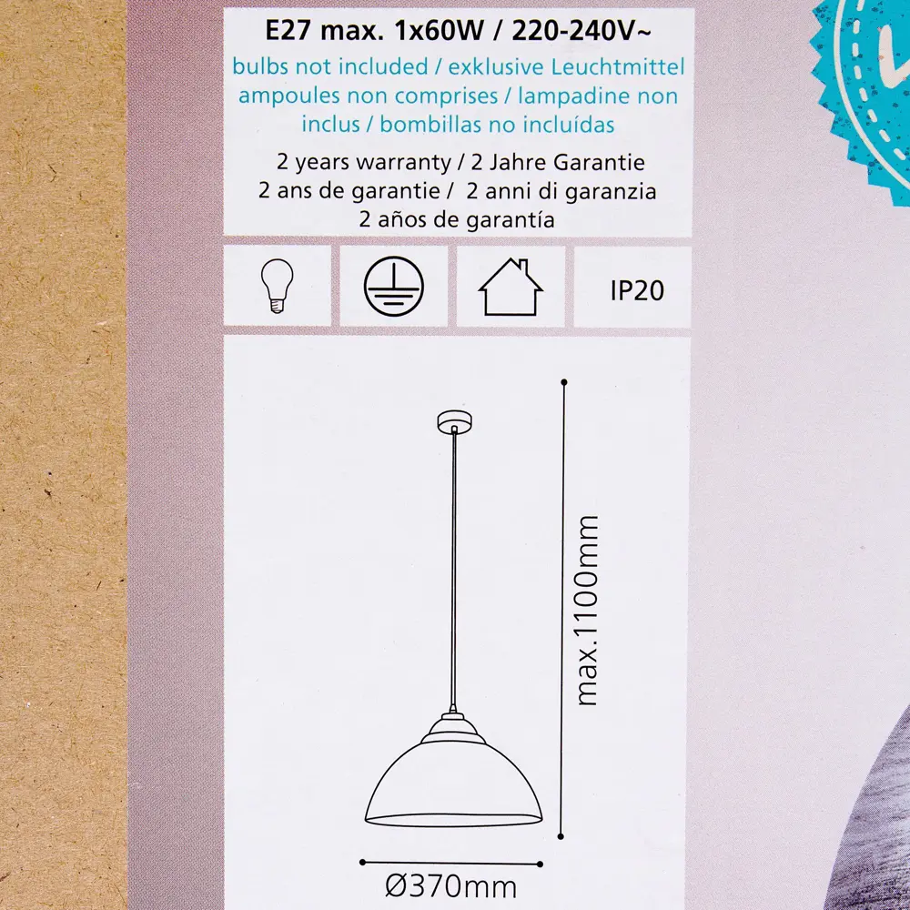 Подвесной светильник Eglo Truro-2 1хE27x60 Вт серебро/патина STLM-2083553 - Вид №4