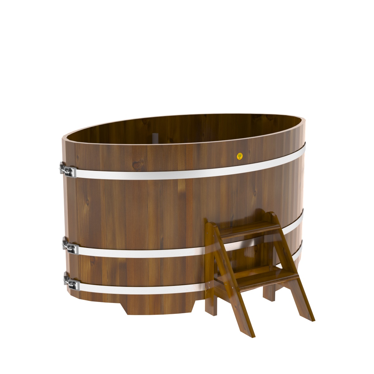 2279 Купель овальная из лиственницы Рустик 1,02х1,68х1,0 морёная Alyarus  - Вид №1