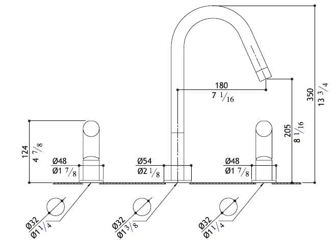 Смеситель для раковины из нержавеющей стали с 3 отверстиями MGS ARCH-00086064 - Вид №3