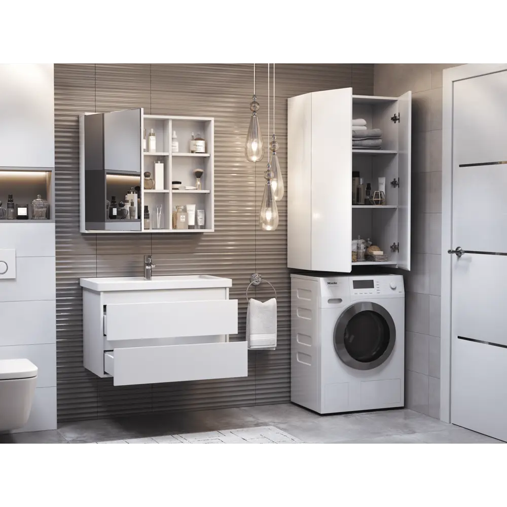 Шкаф напольный VIGO для стиральной машины с тремя полками 84005325 STLM-0046052 - Вид №9