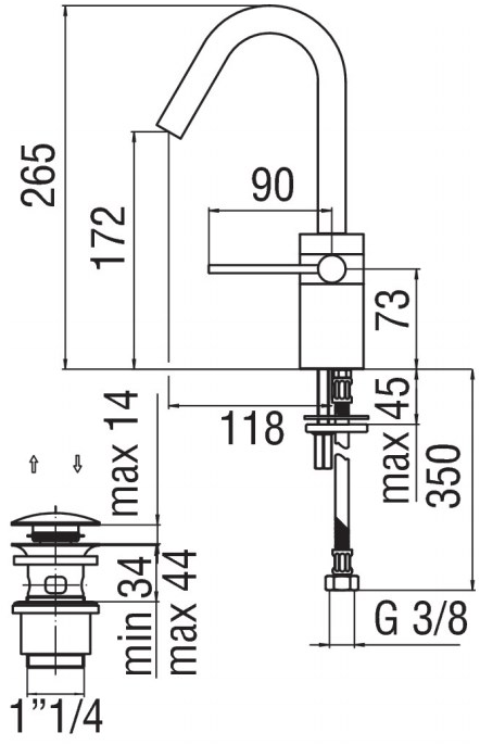 Nobili Rubinetterie Смеситель для умывальника с автоматическим сливом Cube Cb00518/2cr - Вид №3