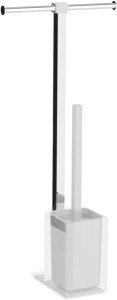 RA32(02) Gedy G-Rainbow, стойка: бумагожержатель двойной + пластиковый ерш, цвет хром - белый