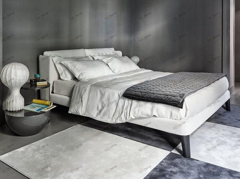 Meridiani Двуспальная кровать из ткани с мягким изголовьем sun-id-1413036