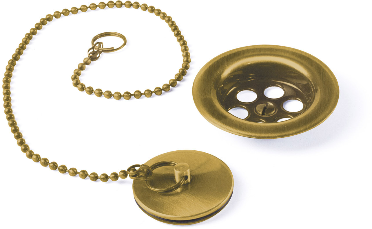 Плоский сливной кожух с цепочкой и крышкой для умывальника, биде и раковины-03474601OM TRES