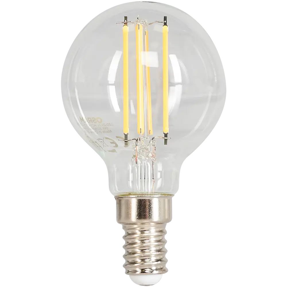 Лампа светодиодная Osram E14 220 В 6 Вт шар прозрачная 800 лм тёплый белый свет 82481261 STLM-2038648  - Вид №1