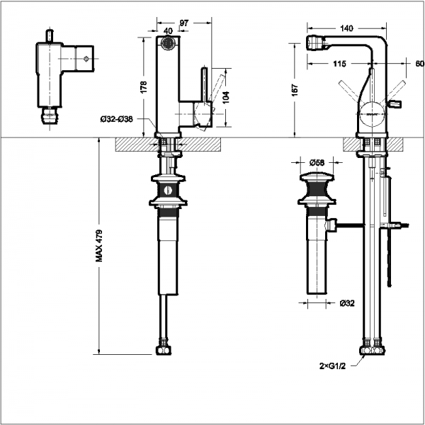 Смеситель для биде ARC F36061C bravat - Вид №1