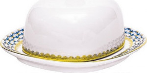 84868 Императорский фарфоровый завод Маслёнка "Кобальтовая сетка" "Прямоугольная" Фарфор твердый