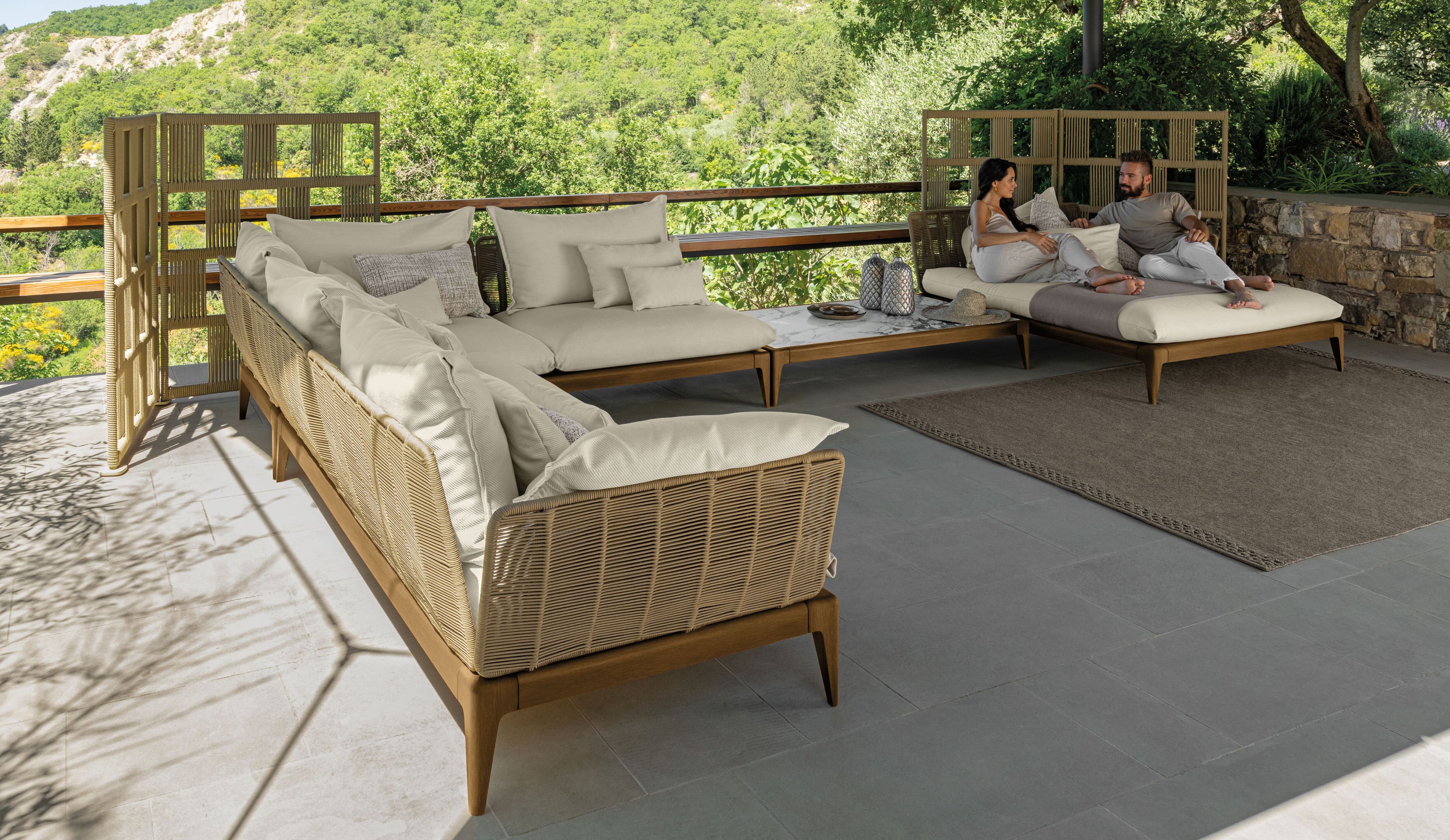 Секционный садовый диван из ткани Talenti Cruise Teak ARCH-00004233 - Вид №1