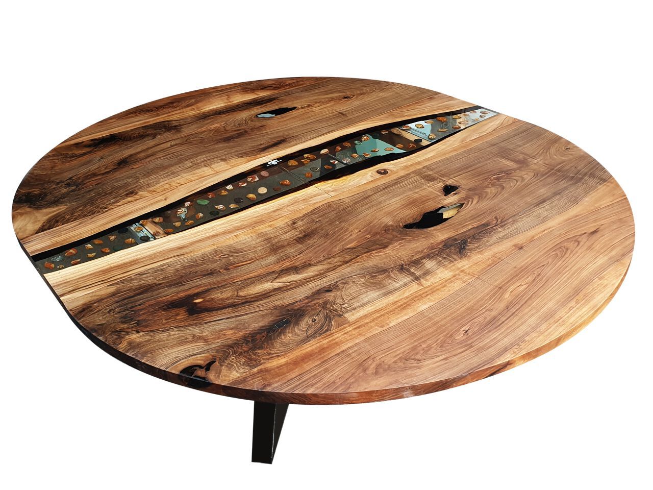 Круглый стол из смолы и орехового дерева Legnor LEG2408765 ARCH-00011042