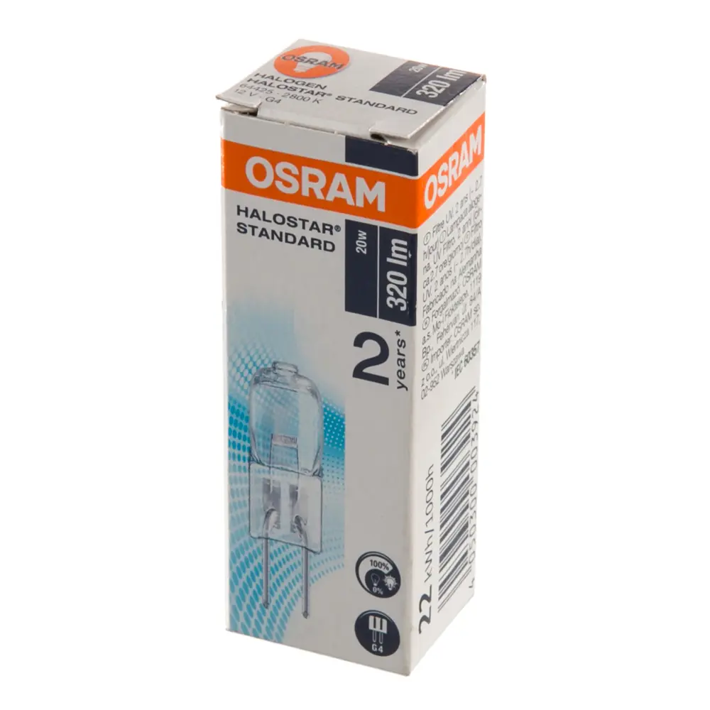 Лампа галогенная Osram капсула G4 20 Вт 12 В свет тёплый белый STLM-2096716 - Вид №1