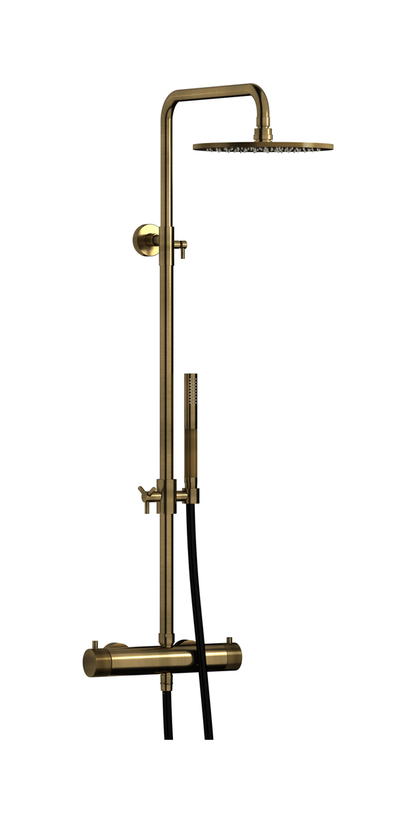 Душевая колонна с термостатом в комплекте с душевым гарнитуром. WE ARE IB id800mb Modern Bronze Indoor Shower