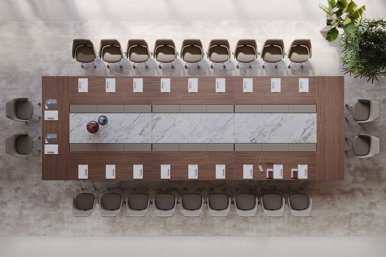 Прямоугольный стол для собраний из ореха и стеклянной столешницы PROF Bespoke ARCH-00097913 - Вид №4