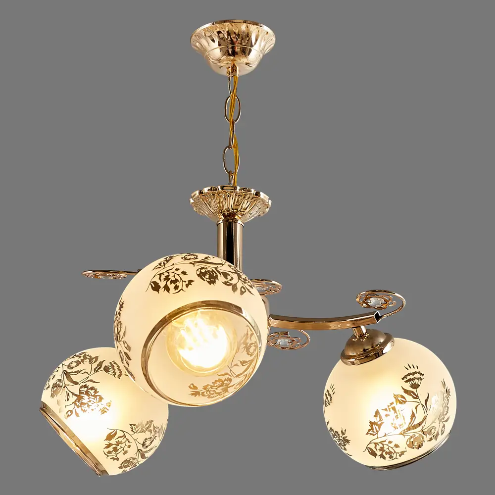 Люстра подвесная «Руно» КС30065/3P, 3 лампы, 9 м², цвет золотой КЛЮЧНИК STLM-2003955 - Вид №2