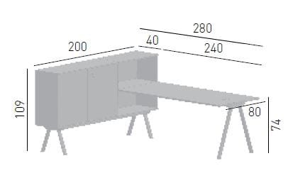 Рабочий стол со встроенной полкой GABER WORKSTATION 2027 SX ARCH-00031485 - Вид №6
