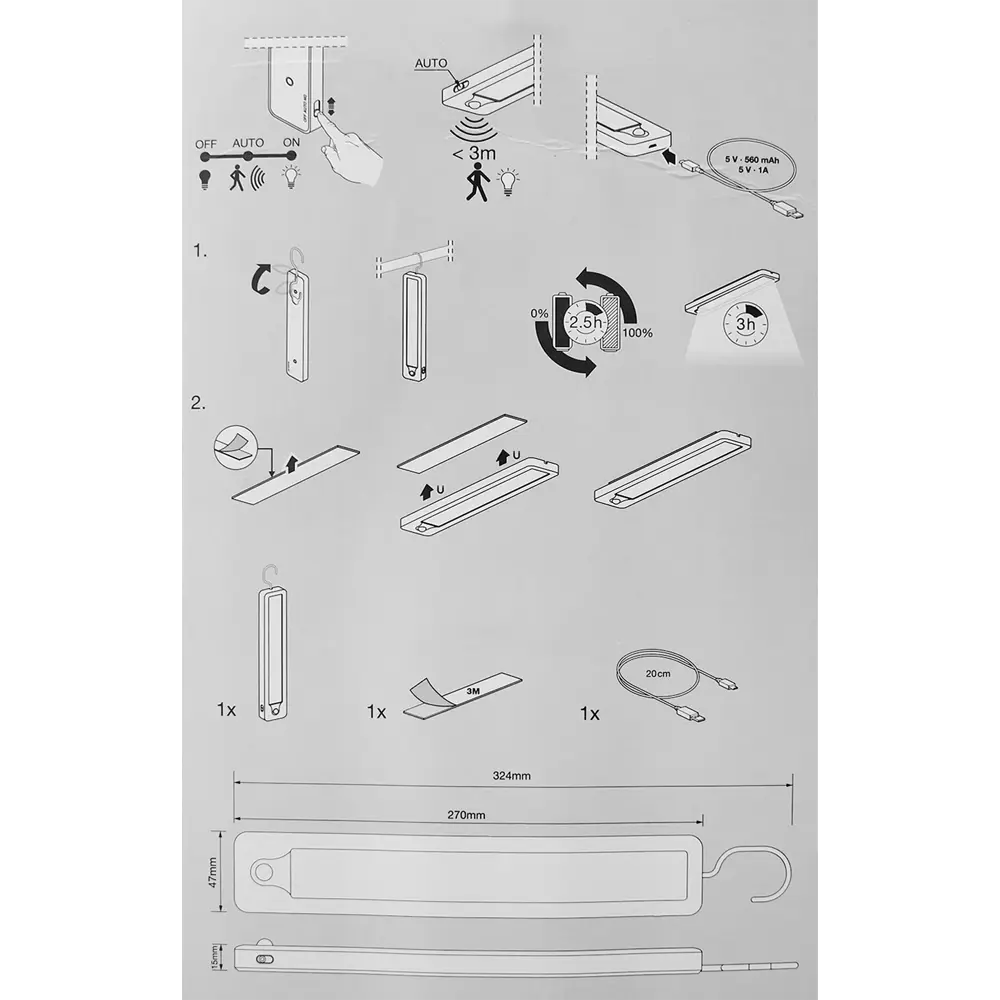 Светильник линейный светодиодный Ledvance Linear LED Mobile Hanger 270 мм 2.35 Вт, нейтральный белый свет, USB 83401218 STLM-2170315  - Вид №10